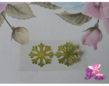 Термотрансферная наклейка "Снежинка 2", цв. зеркальное золото, 15 мм (пара)