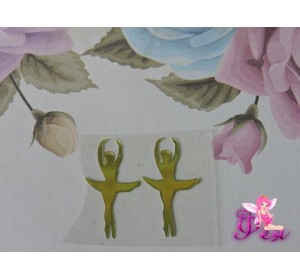 Термотрансферная наклейка "Балерина 2", цв. зеркальное золото, 25*13мм (пара)