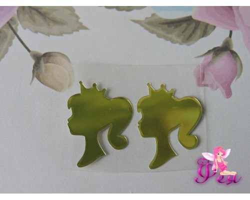 Термотрансферная наклейка "Ученица", цв. зеркальное золото, 24*16мм (пара)