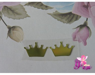 Термотрансферная наклейка "Корона", цв. зеркальное золото, 16*10 мм (пара)