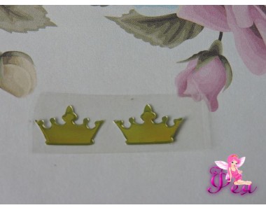 Термотрансферная наклейка "Корона 2", цв. зеркальное золото, 16*10 мм (пара)