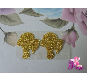 Термотрасферная наклейка "Ученица 2" с глиттером, цв. золото 21*17 мм (пара)