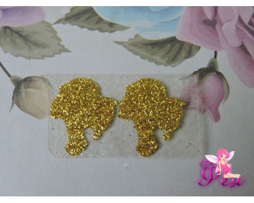 Термотрасферная наклейка "Ученица 2" с глиттером, цв. золото 21*17 мм (пара)