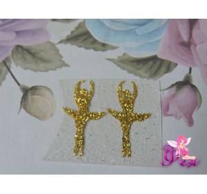 Термотрансферная наклейка "Балерина 2",  с глиттером цв. золото, 25*13мм (пара)