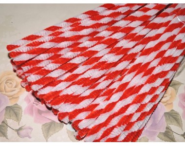 Проволока синельная двухцветная, цв. бело-красный  - 1шт