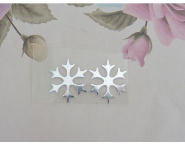 Термотрансферные наклейки "Снежинка" 20 мм, цв. зеркальное серебро (пара)