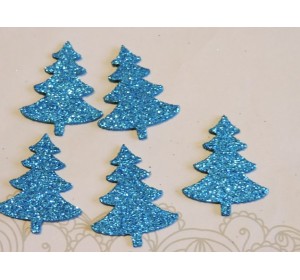 Заготовка фигурка "Елочка 1"  3*2,5 см, цв.  голубой - 1шт.
