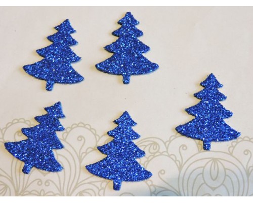 Заготовка фигурка "Елочка 1"  3*2,5 см, цв.  синий - 1шт.
