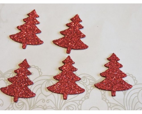 Заготовка фигурка "Елочка 1"  3*2,5 см, цв.  красный - 1шт.