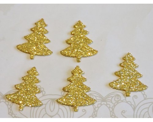 Заготовка фигурка "Елочка 1"  3*2,5 см, цв.  золото - 1шт.