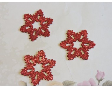 Заготовка фигурка "Снежинки 2"  5*5 см, цв. красный - 1шт.