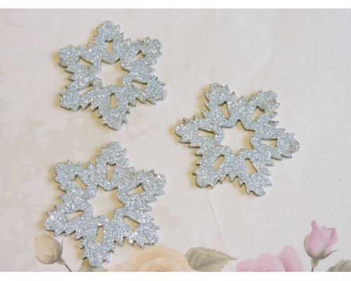 Заготовка фигурка "Снежинки 2"  5*5 см, цв. серебро - 1шт.