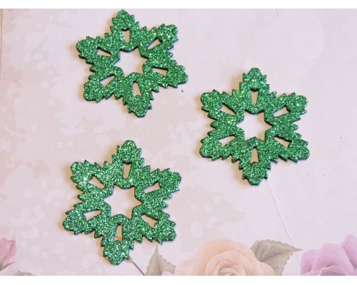 Заготовка фигурка "Снежинки 2"  5*5 см, цв. зеленый - 1шт.