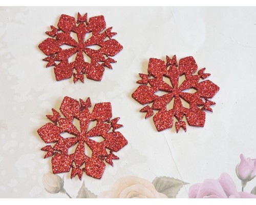 Заготовка фигурка "Снежинки 1"  5*5 см, цв.  красный - 1шт.