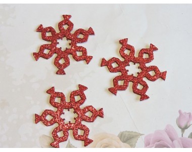 Заготовка фигурка "Снежинки 3"  5*5 см, цв.  красный - 1шт.
