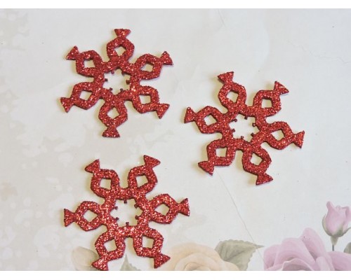 Заготовка фигурка "Снежинки 3"  5*5 см, цв.  красный - 1шт.