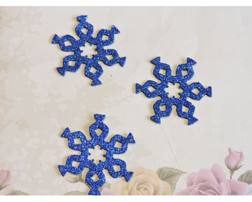 Заготовка фигурка "Снежинки 3"  5*5 см, цв.  синий - 1шт.