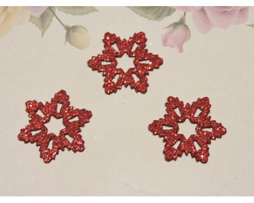 Заготовка фигурка "Снежинка 1" 3*3 см, цв. красный - 1 шт