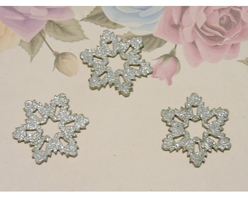 Заготовка фигурка "Снежинка 1" 3*3 см, цв. серебро - 1 шт