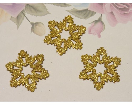 Заготовка фигурка "Снежинка 1" 3*3 см, цв. золото - 1 шт