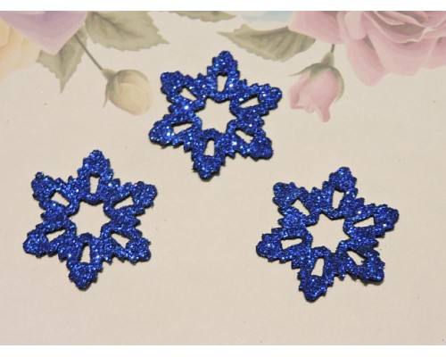Заготовка фигурка "Снежинка 1" 3*3 см, цв. синий - 1 шт