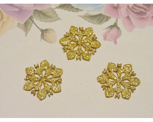 Заготовка фигурка "Снежинка 2" 3*3 см, цв. золото - 1 шт