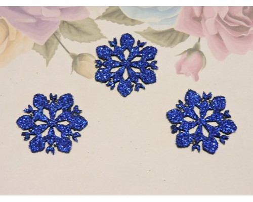 Заготовка фигурка "Снежинка 2" 3*3 см, цв. синий - 1 шт
