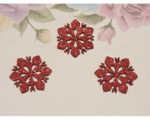Заготовка фигурка "Снежинка 2" 3*3 см, цв. красный - 1 шт