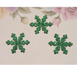 Заготовка фигурка "Снежинка 7" 3*3 см, цв. зеленый  - 1 шт