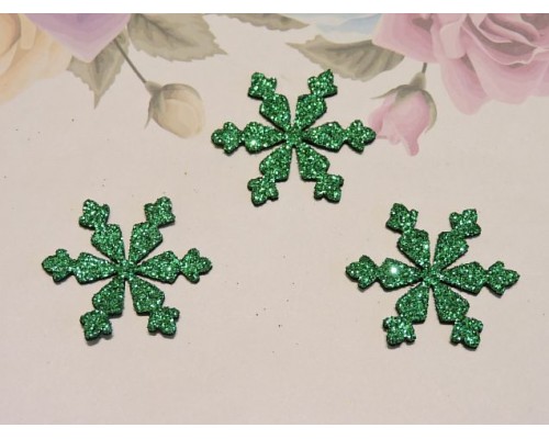Заготовка фигурка "Снежинка 7" 3*3 см, цв. зеленый  - 1 шт