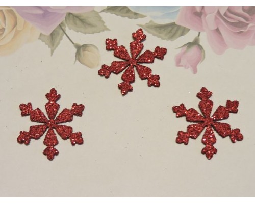 Заготовка фигурка "Снежинка 7" 3*3 см, цв. красный - 1 шт