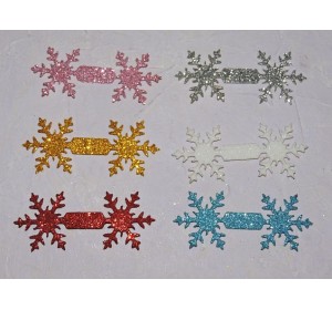 Заготовка сердцевинка для бантика "Снежинки" 6,5*3 см - 1 шт