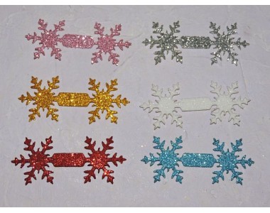 Заготовка сердцевинка для бантика "Снежинки" 6,5*3 см - 1 шт