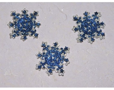 Патчи "Снежинка" 3,5 см, цв. синий - 1 шт