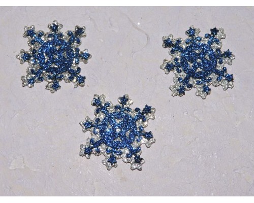 Патчи "Снежинка" 3,5 см, цв. синий - 1 шт