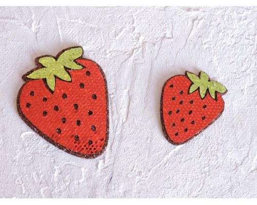 Патчи "Клубничка", цв. основа коричневая - 1шт