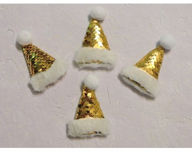 Патчи с пайетками "Колпак новогодний" 5,5*7,5 см, цв. золото - 1 шт.