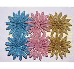 Новогодние украшения с блестками "Новогодние цветы" 8 см - 1 шт.