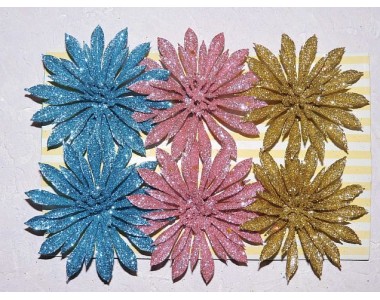 Новогодние украшения с блестками "Новогодние цветы" 8 см - 1 шт.