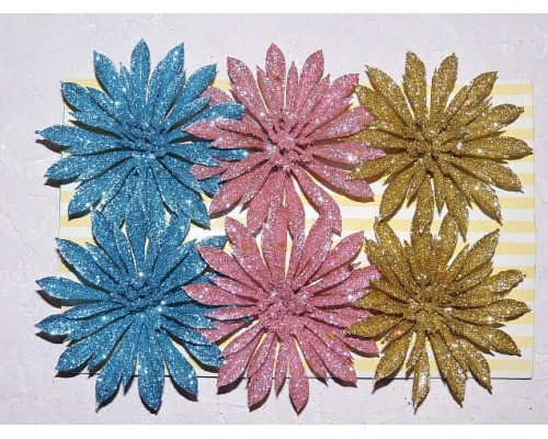 Новогодние украшения с блестками "Новогодние цветы" 8 см - 1 шт.