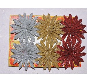 Новогодние украшения с блестками "Новогодние цветы 2" 8 см - 1 шт.