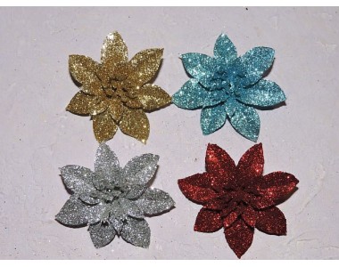 Новогодние украшения с блестками "Пуансеттия" 6 см - 1 шт.