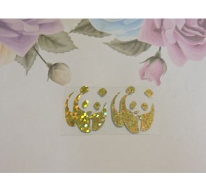 Термотрасферная наклейка "Панда" голография, цв. золото 20 мм (пара)