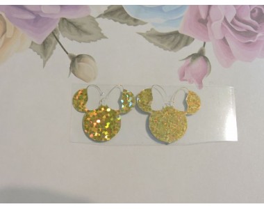 Термотрасферная наклейка "Минни" голография, цв. золото 25 мм (пара)