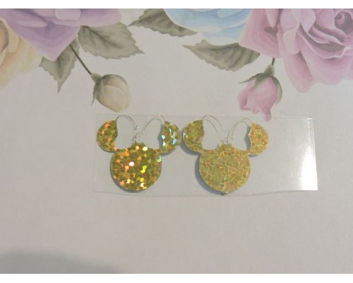 Термотрасферная наклейка "Минни" голография, цв. золото 25 мм (пара)