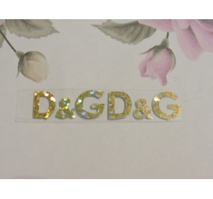 Термотрасферная наклейка "Dolce & Gabbana" голография, цв. золото 25*10 мм (пара)