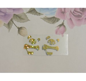 Термотрасферная наклейка "Мишка" голография, цв. золото 20 мм (пара)