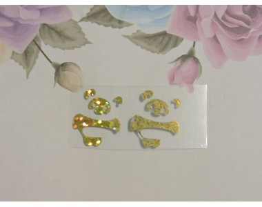 Термотрасферная наклейка "Мишка" голография, цв. золото 20 мм (пара)