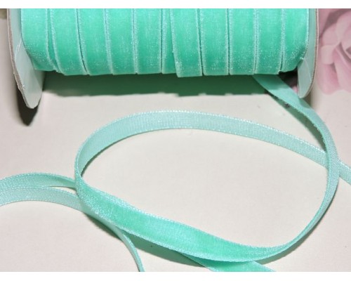 Бархатная лента 0,7 см, цв. аквамарин - 1м