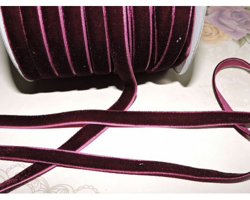 Лента бархатная 10 мм, цв.  бургунди - 1 м